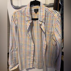 J CREW WINDOWPANE SLIM UNTUCKED BUTTON DOWN SHIRT MEDIUM